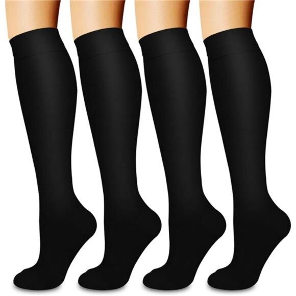 4 Pairs Compression Socks for Women and Men -Best Support for Running, Nursing - Picture 1 of 8
